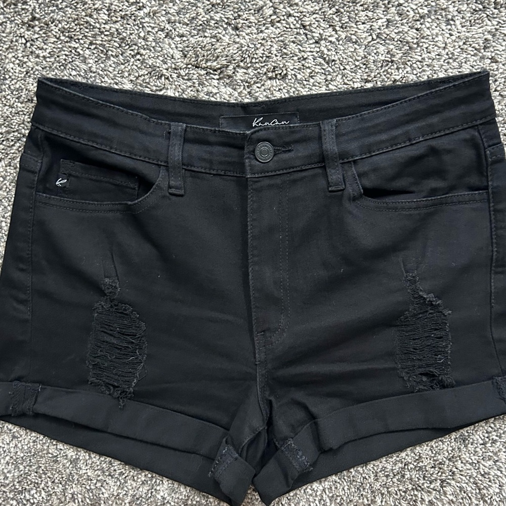 KanCan Women's Black Ripped Jean Shorts